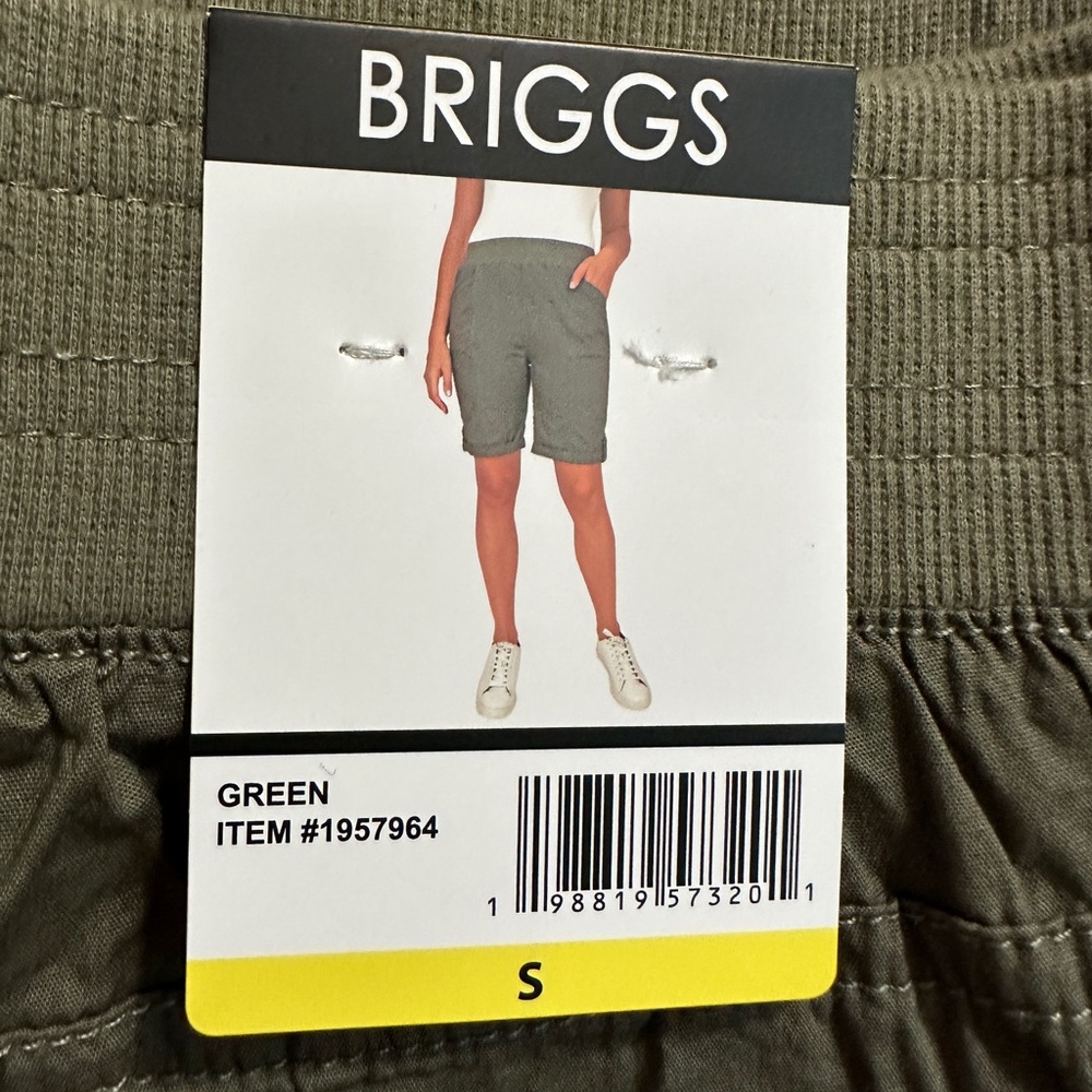 Briggs Bermuda Shorts Womens Small Green NWT Elastic Waist